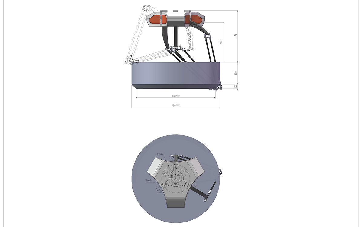 Technical Drawing of BAT2000M-S15 Delta Robot