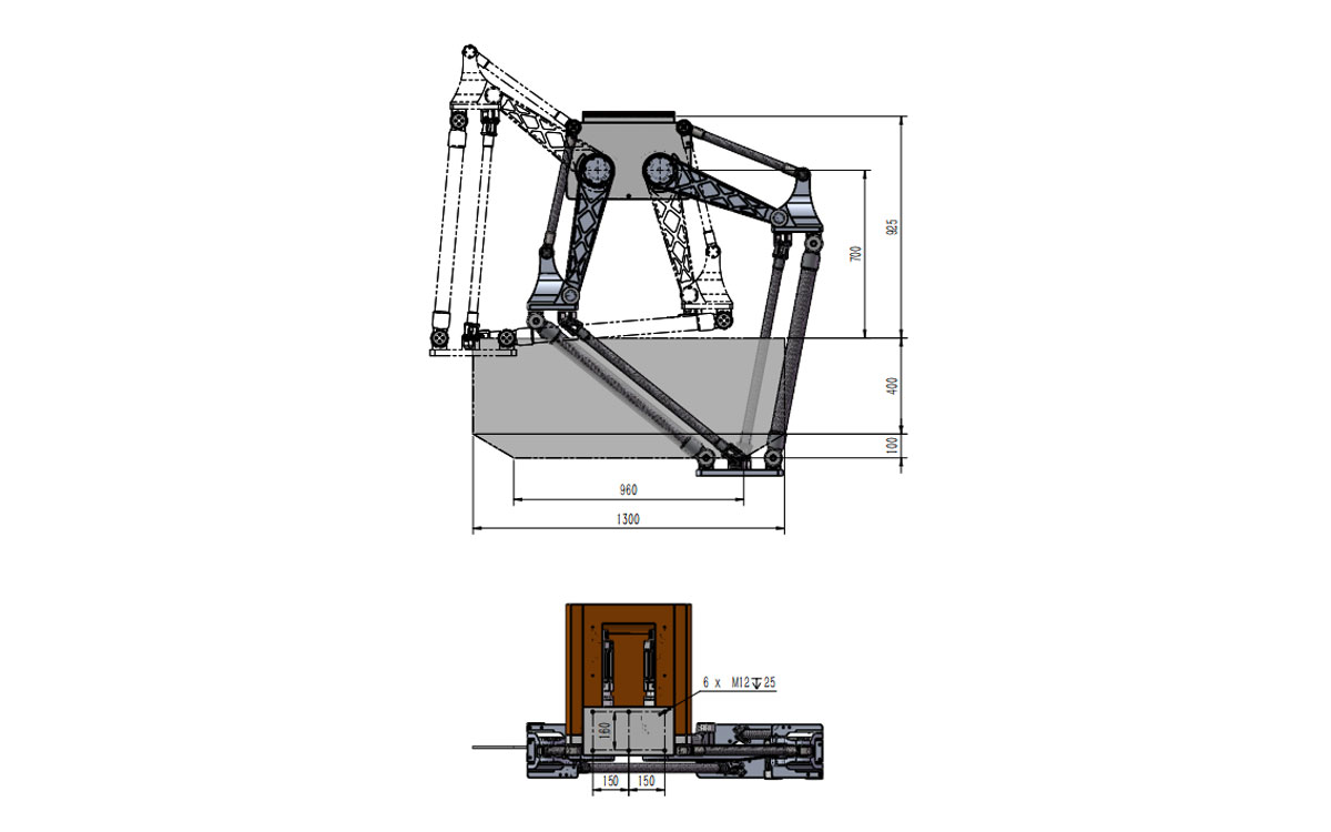 Technical Drawing of BAT1300B-S50 Heavy Load Delta Robot