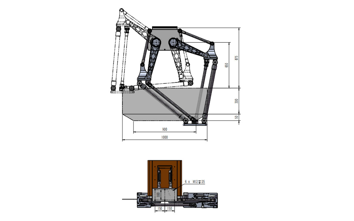 Technical Drawing of BAT1000B-S60 Heavy Load Delta Robot