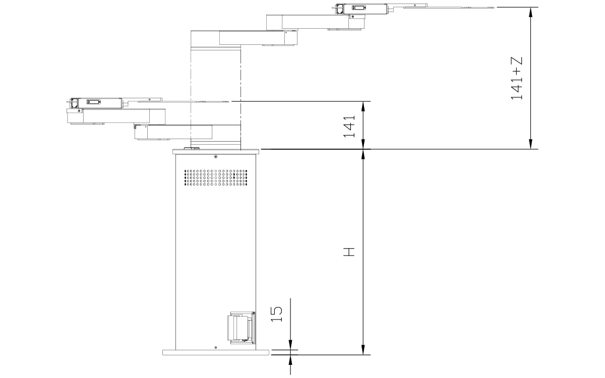 Technical Drawing of Lobster200Z300S-T0X5-C Wafer Robot