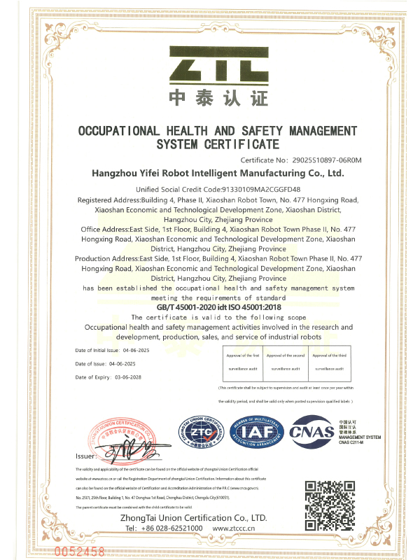 OCCUPATIONAL HEALTH AND SAFETY MANAGEMENTSYSTEM CERTIFICATE